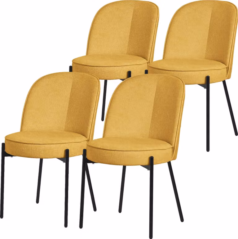 ML-Design sedie da pranzo set di 4 sedie da cucina senape in poliestere con gambe in metallo sedia da soggiorno con schienale sedie imbottite per sala da pranzo cucina