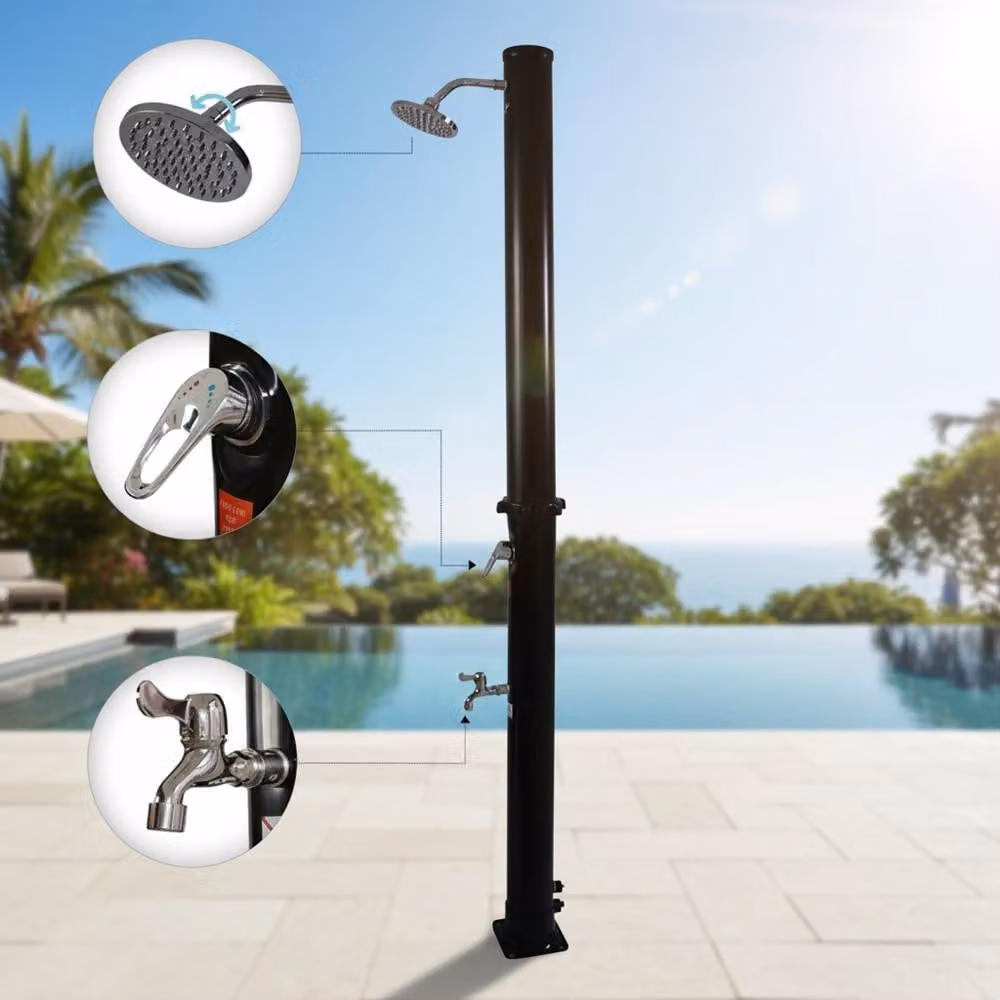 Mucola doccia solare doccia da giardino doccia da piscina doccia da esterno doccia da campeggio doccia a pioggia doccia a pedale doccia da piscina - 20L nero