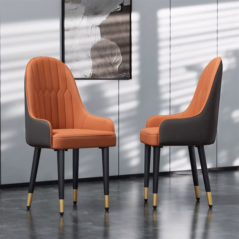 WISFOR set di 2 sedie da pranzo sedie da pranzo sedia imbottita con rivestimento in pelle traspirante, arancione+grigio
