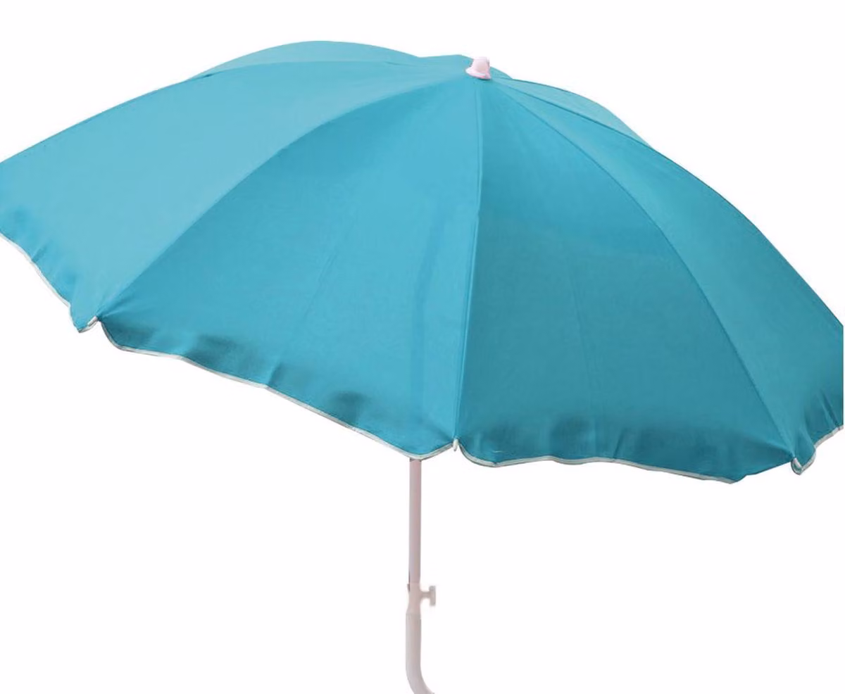 Ombrellone da spiaggia pieghevole, circa 180 cm, in poliestere con protezione UV e palo