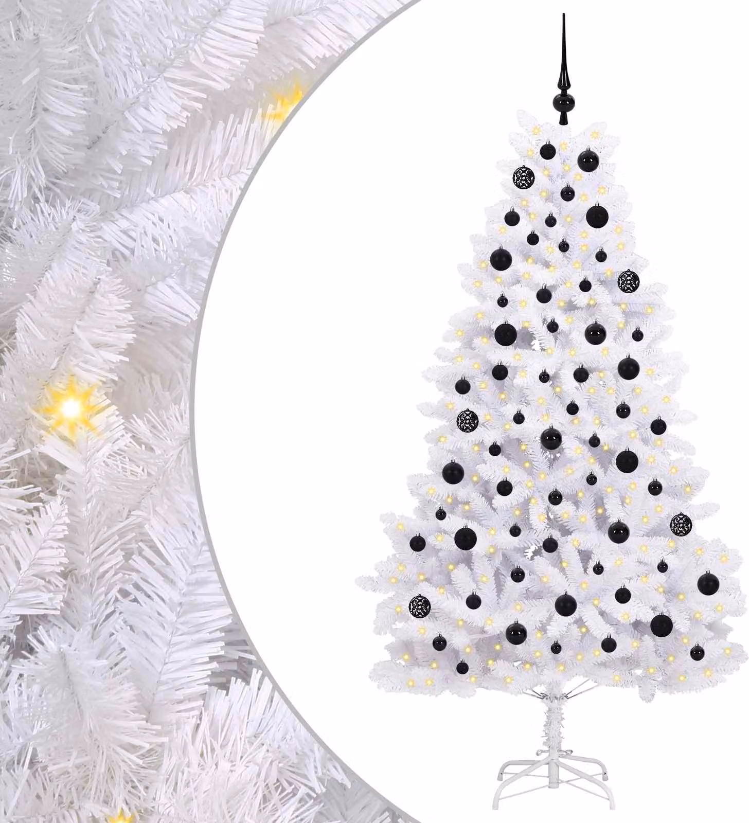 Albero di Natale Artificiale con Rami Pieghevoli Bianco 180 cm