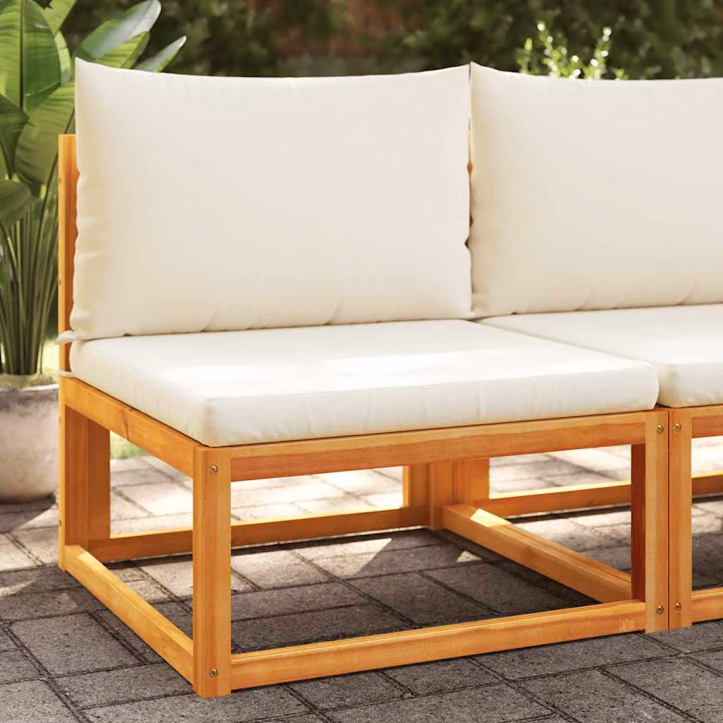 vidaXL Divano da giardino moderno in legno di acacia oliato con cuscini imbottiti beige, marroni o bianchi