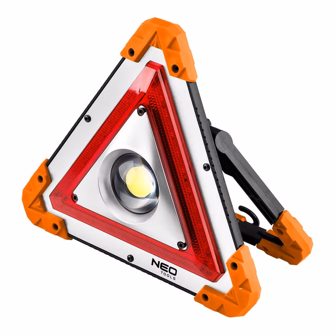 NEO TOOLS Lampada a batteria + triangolo di segnalazione 2 in 1