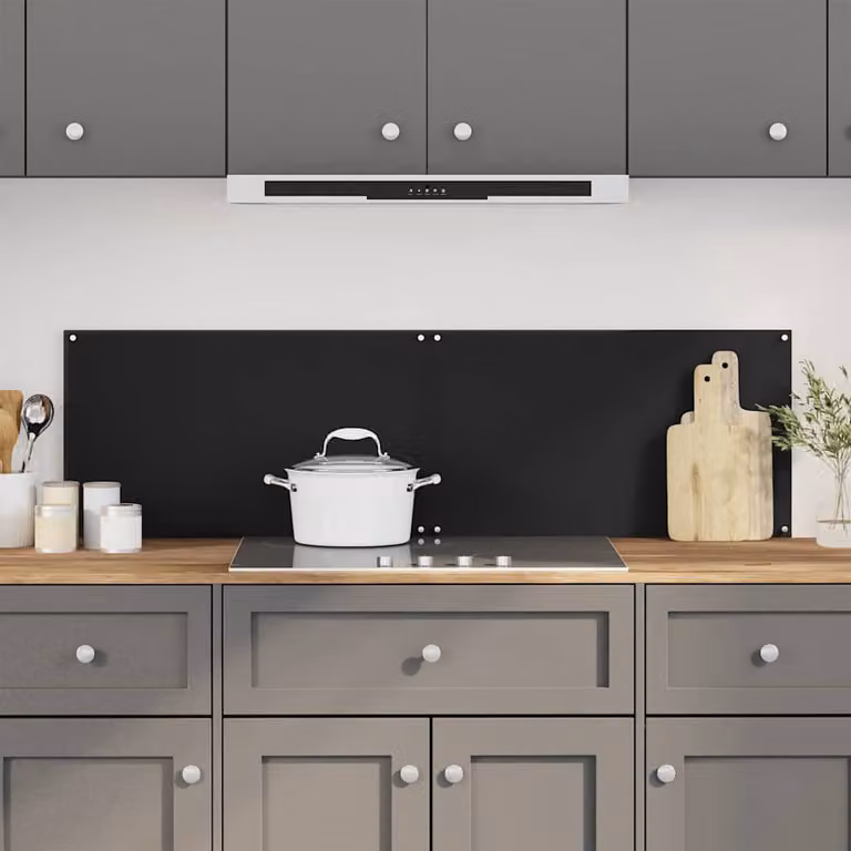Set di 2 paraschizzi per cucina vidaXL in vetro temperato nero, L: 70 cm, H: 60 cm