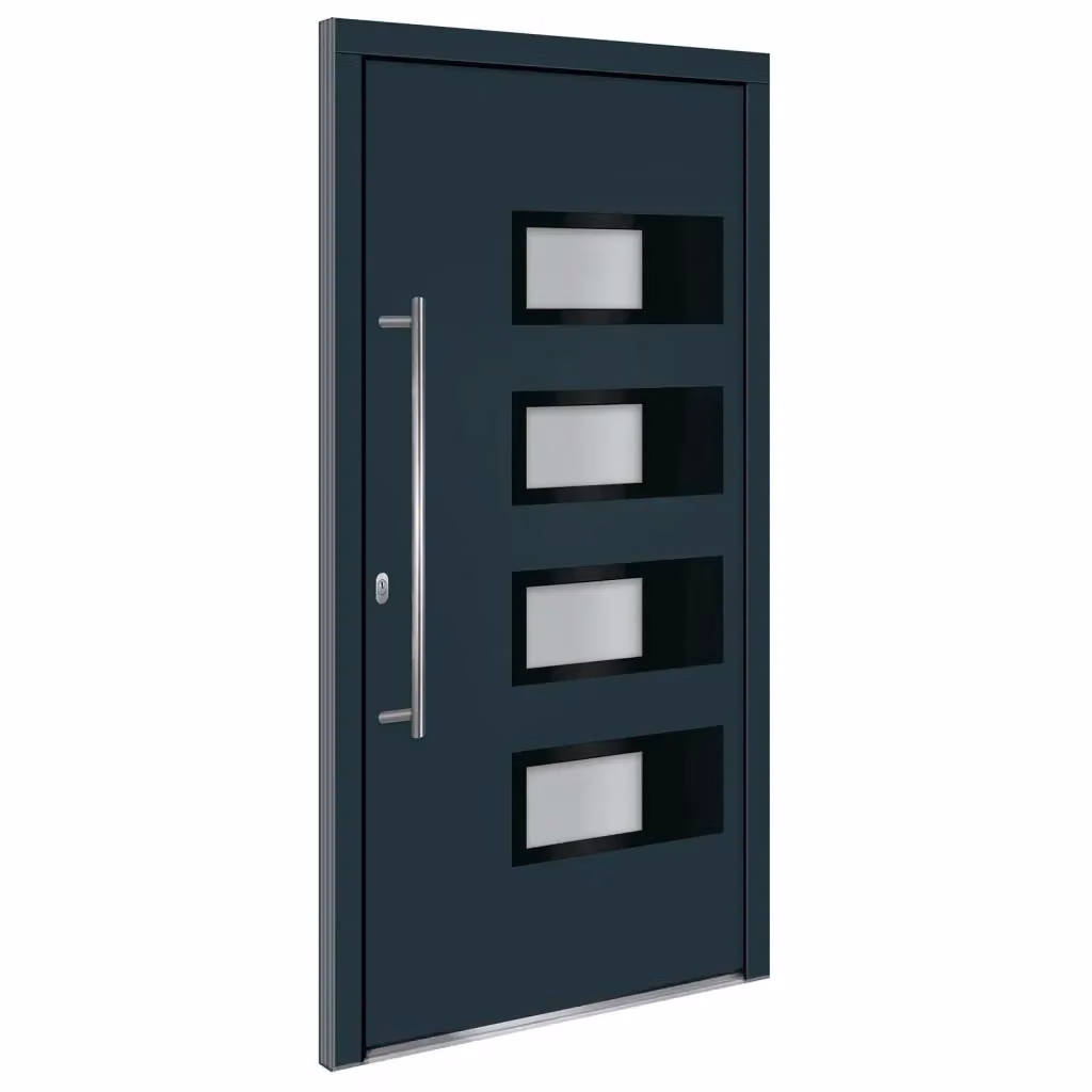 Porta Ingresso Moderna vidaXL in Alluminio e Plastica con Inserti in Vetro, Colore Antracite, L: 110 cm, H: 210 cm – 2