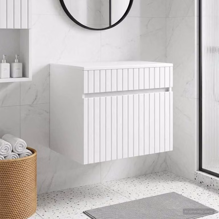 Mobiletto da bagno a muro vidaXL bianco con ante a battente in stile minimalista L: 59 cm, P: 44,5 cm, H: 50 cm