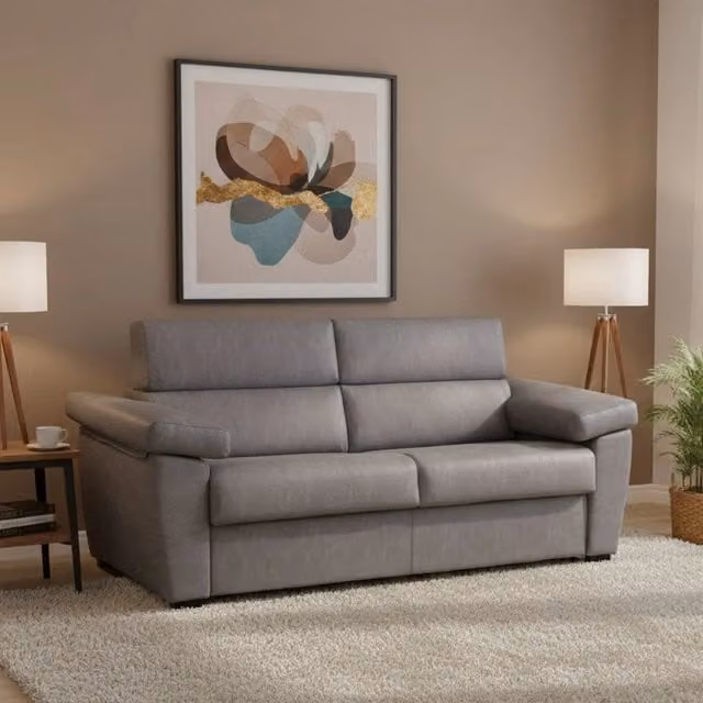 Divano Letto 3 Posti DMORA Grigio con Rivestimento Sfoderabile e Struttura in Legno Moderno L: 225 cm, P: 95 cm – 1