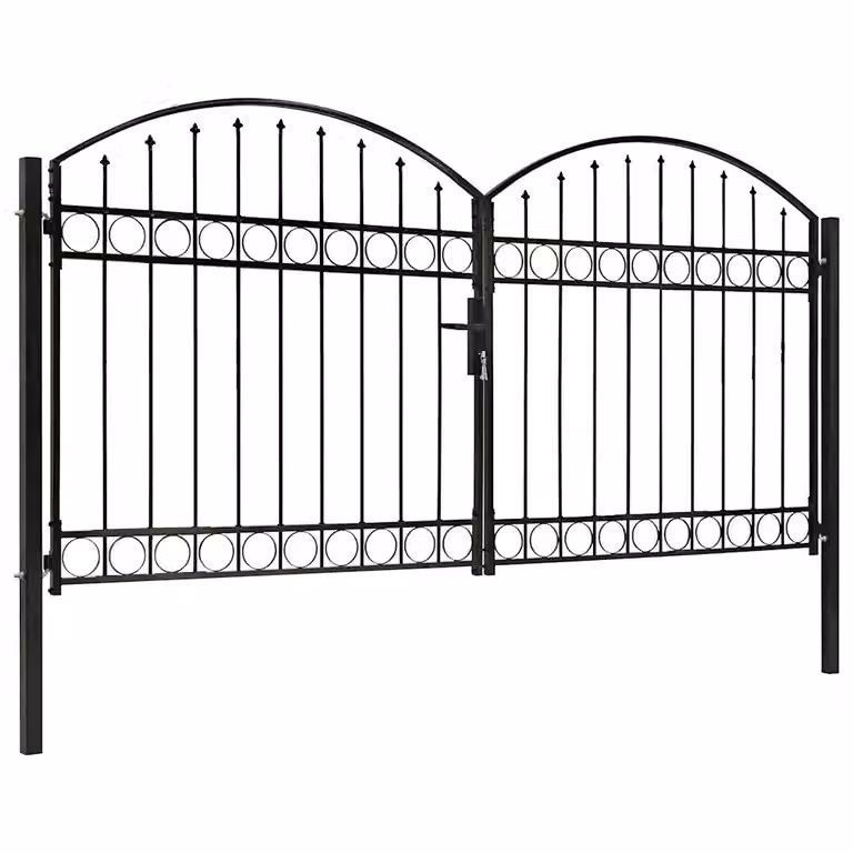 Cancello a doppia anta ad arco vidaXL in acciaio nero L: 300 cm, H: 150 cm