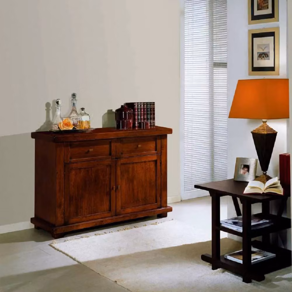 Madia credenza moderna in legno massello Mobili 2G colore marrone opaco L: 120 cm, P: 45 cm, H: 83 cm – 3