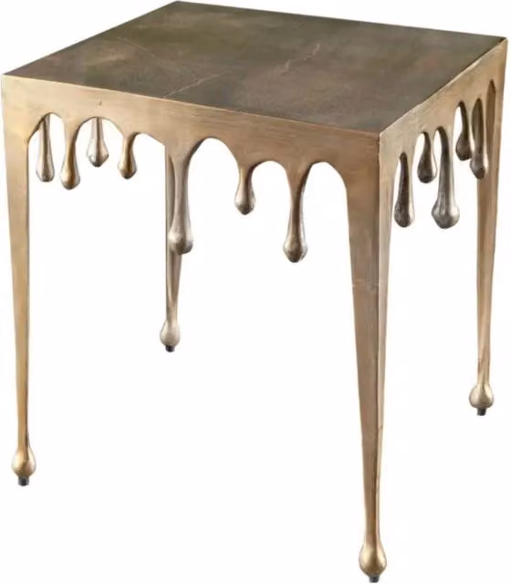 Tavolino basso LAGUNA 46 cm in alluminio dorato effetto gocce design contemporaneo