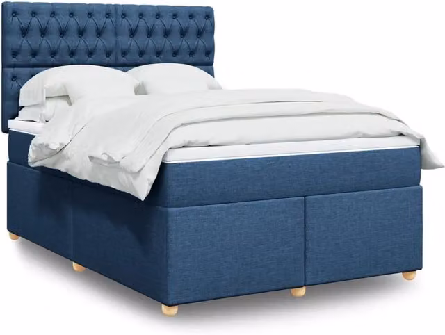 Letto Ibrido vidaXL con Giroletto a Molle e Materasso Blu e Bianco L/P: 160 x 200 cm