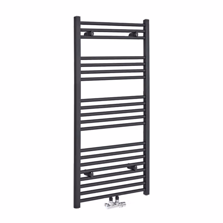 Scaldasalviette Antracite con Attacco Centrale - Termoarredo Bagno - 1188 x 500mm - 490 Watt - Neva