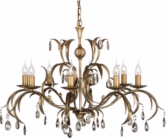 Lampadario a soffitto classico Elstead Lily in metallo e vetro color bronzo con 8 luci E14