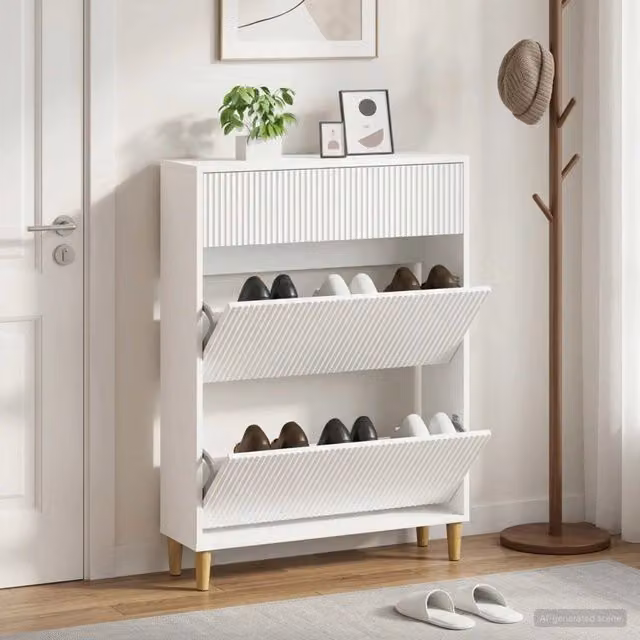 Mobile per scarpe moderno vidaXL bianco in MDF L/P/H: 78 x 24 x 103 cm