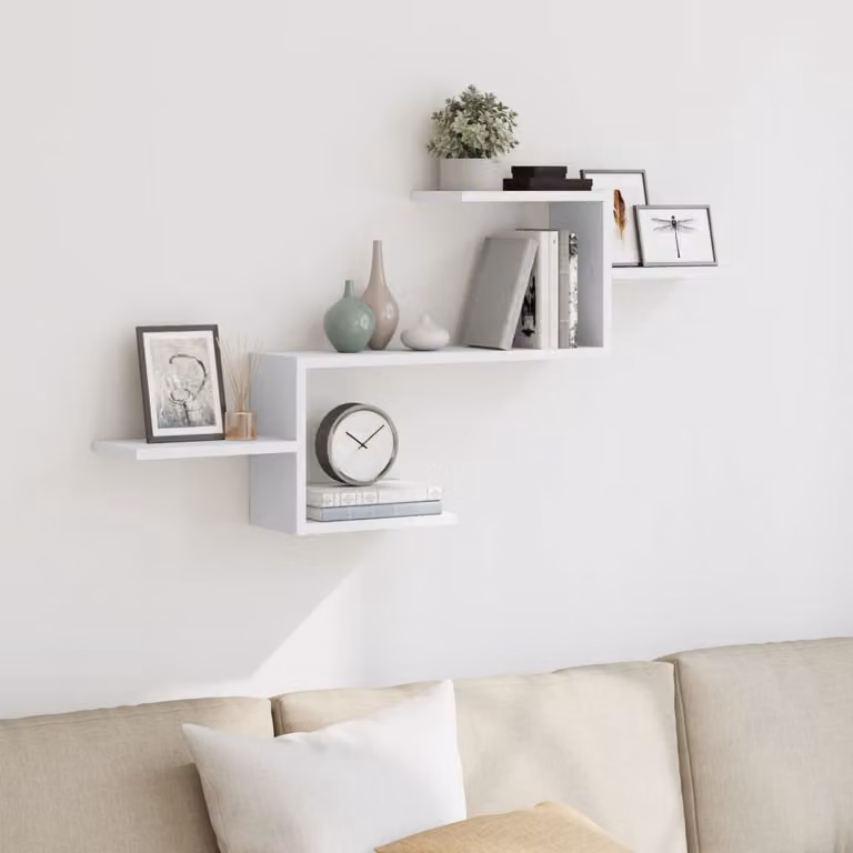 Scaffale a Parete Moderno vidaXL in Legno Bianco L: 104 cm, P: 15 cm, H: 49 cm