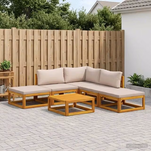 Set di divani 6 pz Naturale Legno di Acacia Massello 3417214