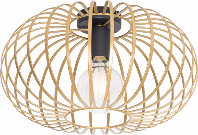 QAZQA - Lampada da soffitto di design | Lampada da soffitto | Lampada | Lampada dorata | Ottone 39 cm - Johanna | Soggiorno | Camera da letto - Acciaio rotonda - Compatibile con LED E27