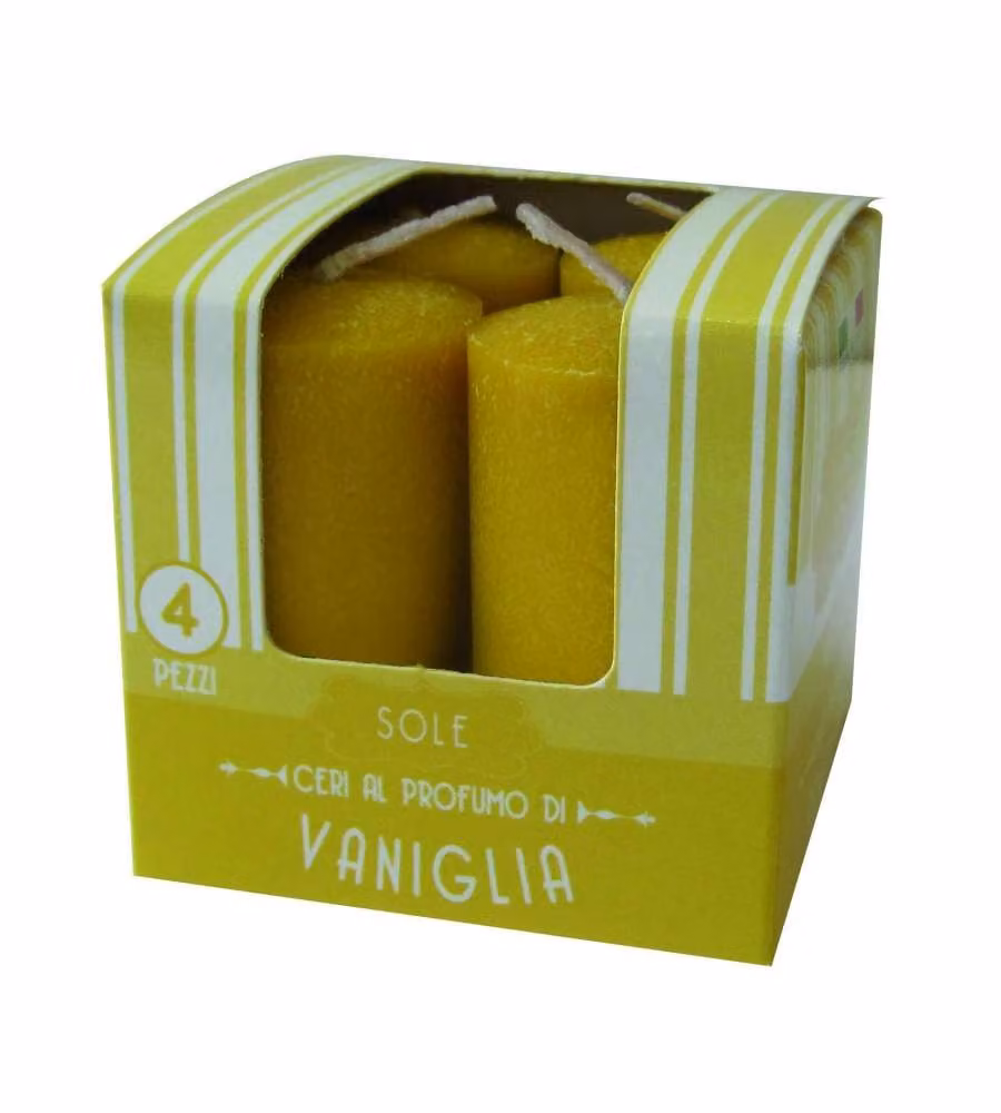 CERERIA DI GIORGIO Set 4 Candele Profumate Vaniglia Giallo 3x5,5 cm