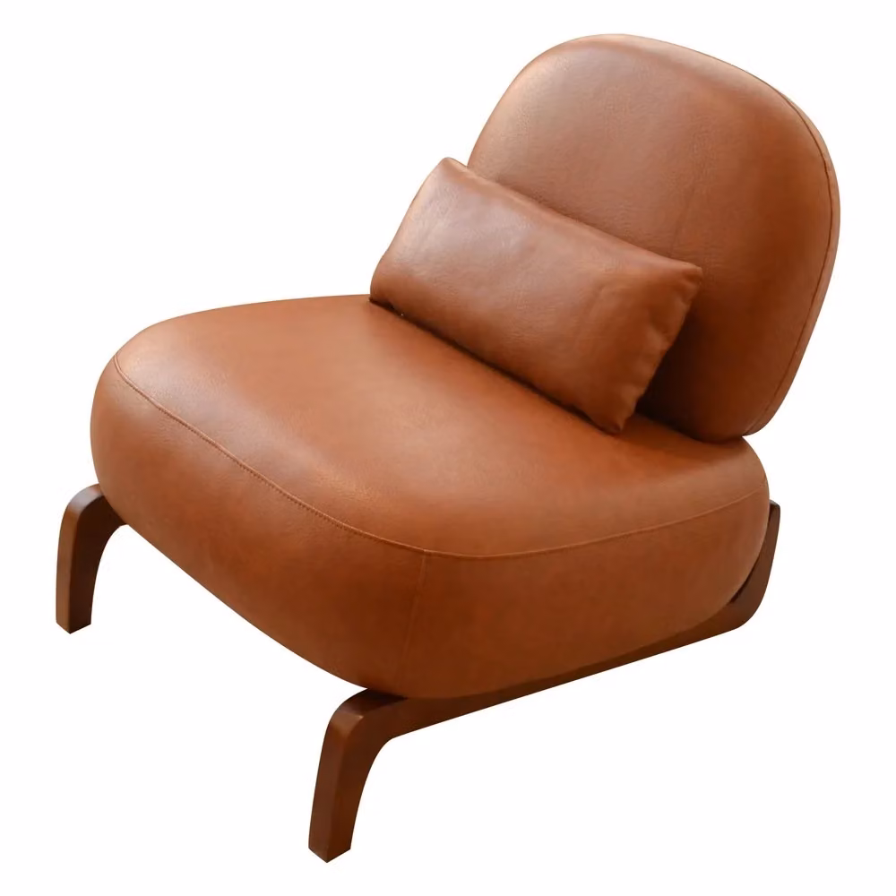 Sedia da soggiorno Minimal in velluto grigio e marrone con gambe in legno – 2