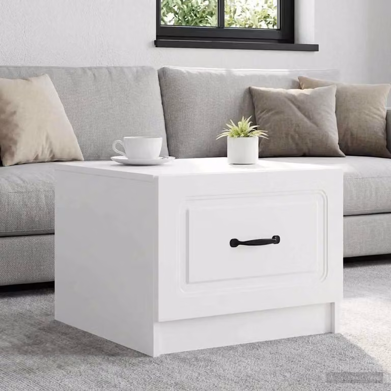 Maison Exclusive - Tavolino con cassetti, bianco, 49 x 50 x 37 cm, realizzato in legno composito