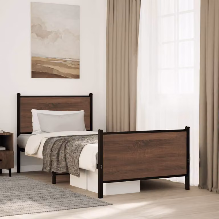 vidaXL Giroletto in metallo senza materasso, colore marrone, L 80 cm x P 196 cm x H 91,5 cm