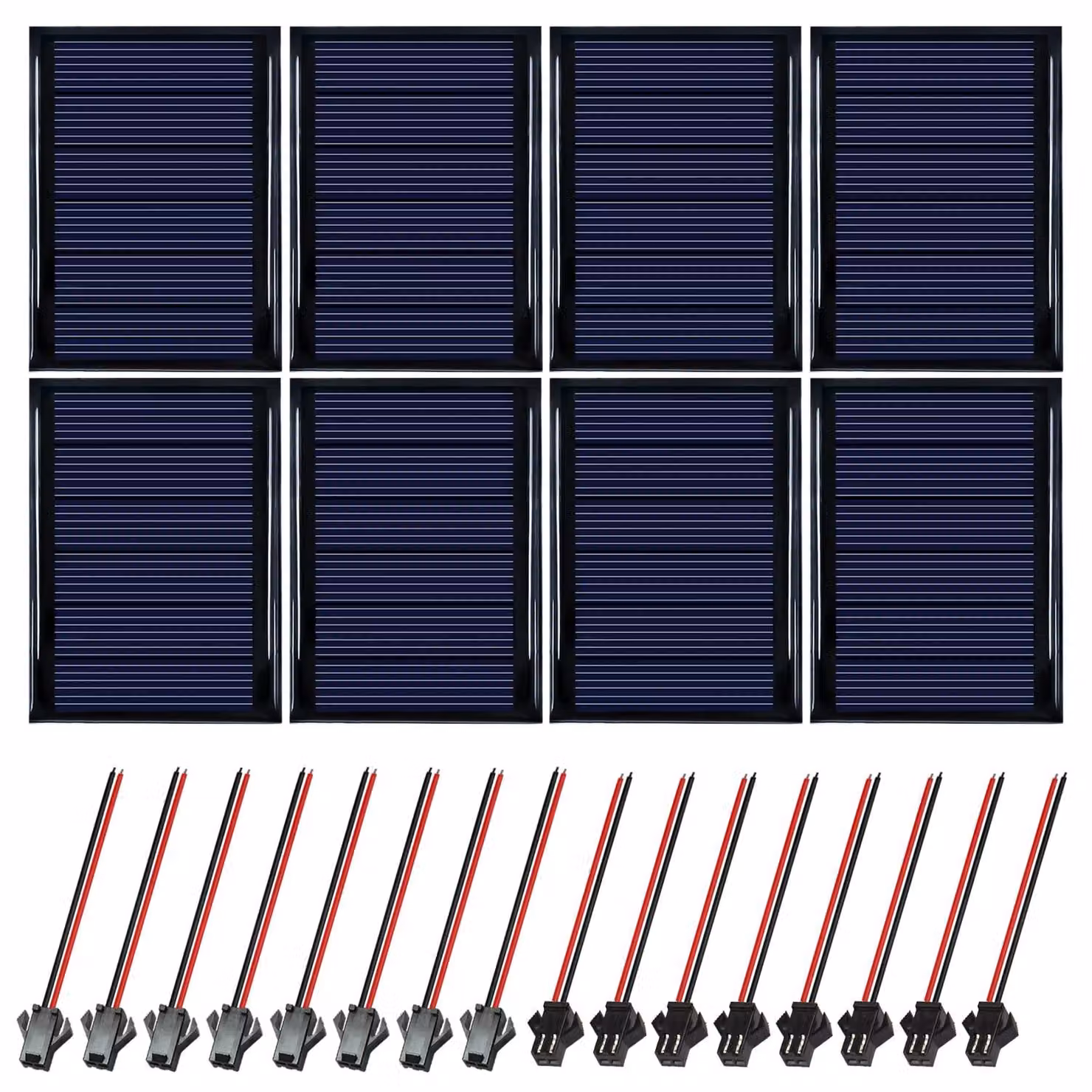 8 mini pannelli solari da 3 V e 0,3 W, dimensioni 65x48 mm, policristallini
