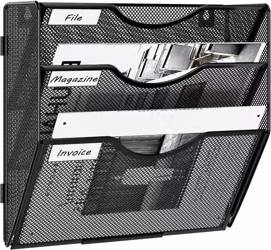 Portadocumenti a 3 ripiani - Supporto - Nero - Metallo