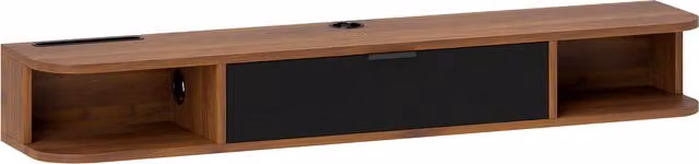 Mobile Porta TV Sospeso HOMCOM in Legno Noce con Cassetto, 2 Ripiani Aperti e Foro Passacavi, L/P/H: 120 x 24 x 16 cm
