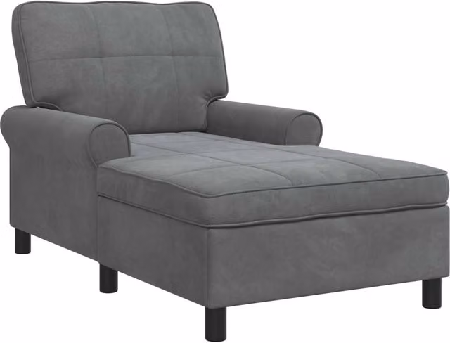 Chaise Lounge | Sedia a Sdraio con cuscino Grigio scuro 91 x 157 x 91 cm Velluto CFW6791386