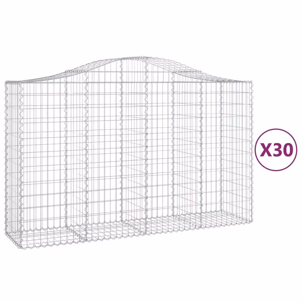 Set di 30 Cesti Gabbioni ad Arco Videx in Acciaio Zincato Colore Argento L: 200 cm, P: 50 cm, H: 120/140 cm – 2