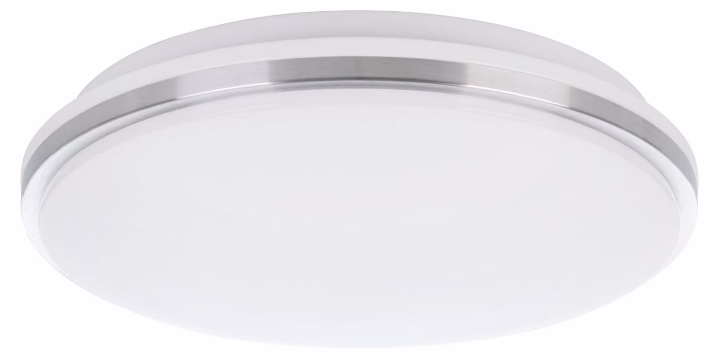 EGLO Plafoniera LED Marunella, lampada da parete Ø 34 cm dimmerabile a passi, lampada da soffitto in acciaio in nichel opaco e plastica bianca, bianco neutro