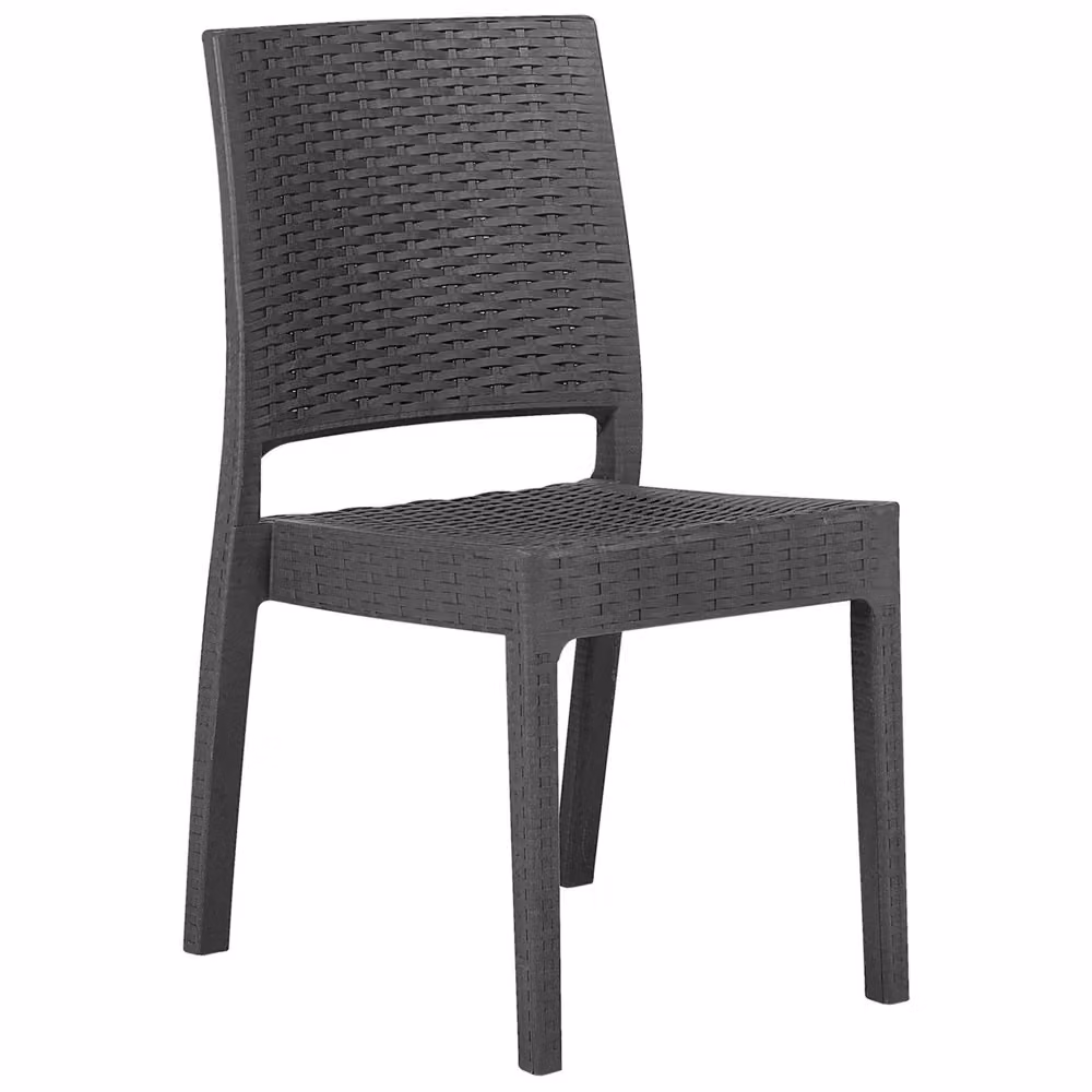 Set di 4 sedie da giardino impilabili BELIANI in plastica e rattan grigio opaco per esterno stile minimalista – 2