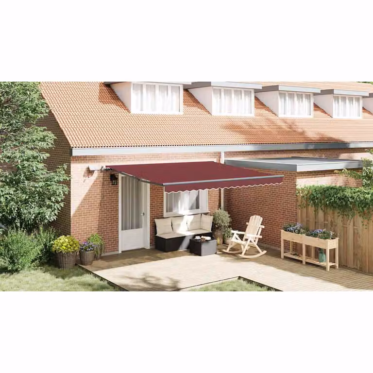 vidaXL Tenda da Sole Retrattile Manuale con LED, Colore Rosso o Antracite, L 400 cm x P 300 cm