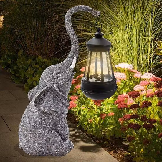 Statua da esterno a energia solare con illuminazione a LED – Decorazione resistente alle intemperie per patio, giardino o balcone – Regalo per portare fortuna e gioia