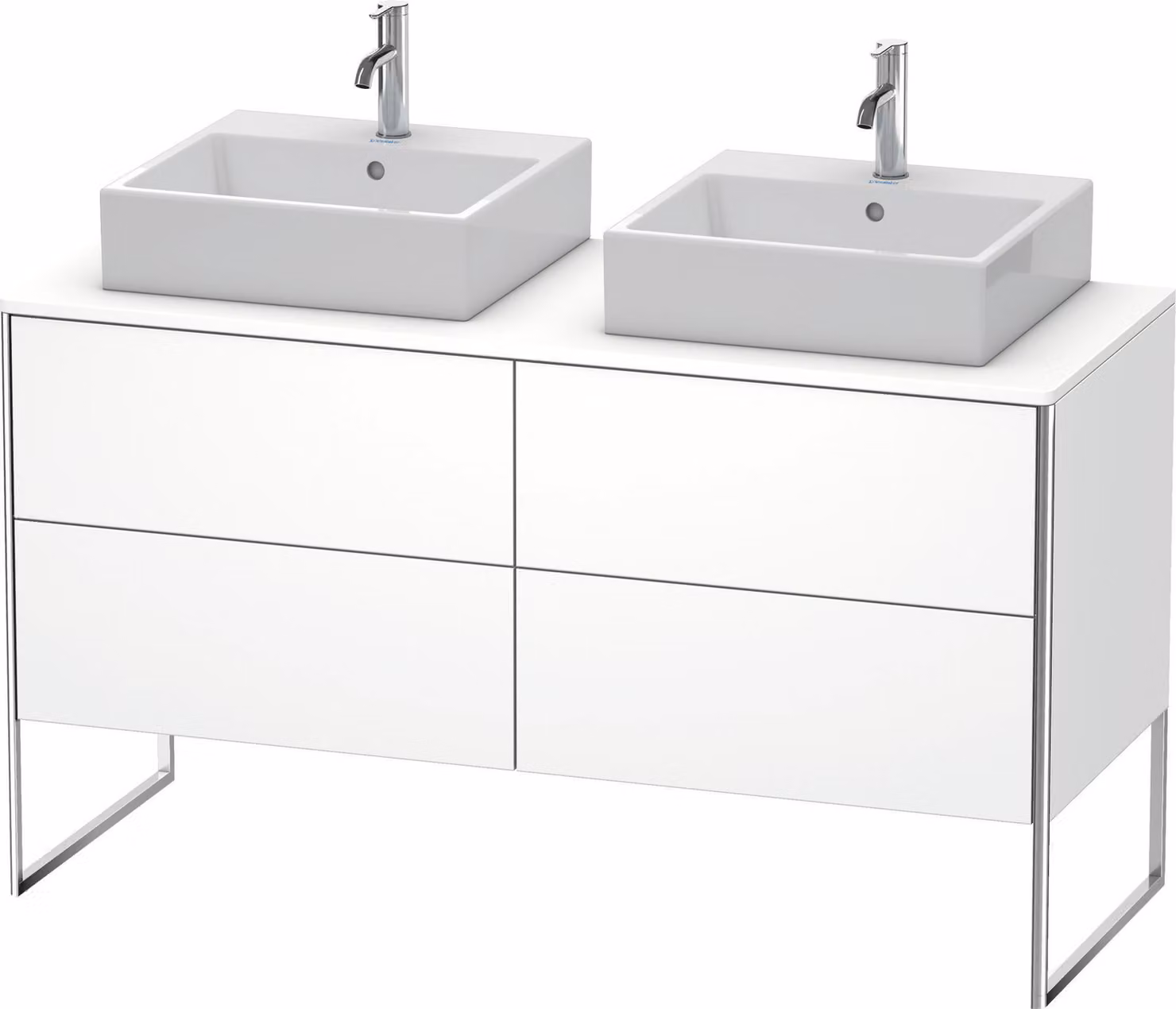 Duravit XSquare Meuble sous-vasque sur console au sol, pour deux vasques, 4 tiroirs, 1400x778x548mm, XS4926B1818, XS4926B1818