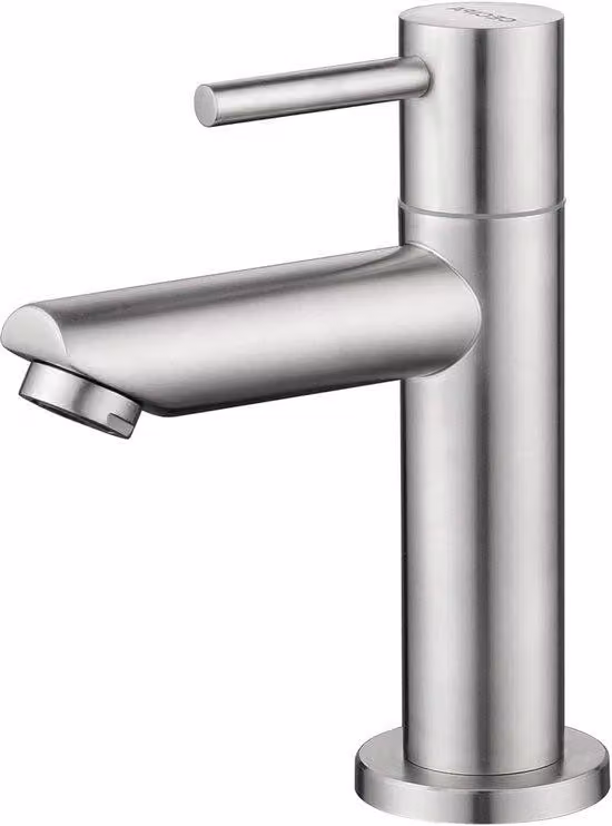 Rubinetto per acqua fredda cromato Unyqoos®, in acciaio inossidabile (SUS304), altezza 934 mm, completo di tubo di collegamento da 3/8" e beccuccio – ideale per bagni di servizio e bagni principali