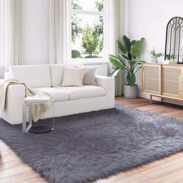 Tappeto moderno vidaXL in poliestere color antracite 240 x 240 cm