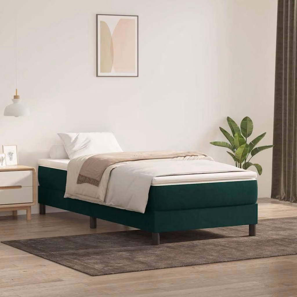 Letto a molle vidaXL in velluto verde scuro senza materasso L 90 cm x P 223 cm x H 25 cm