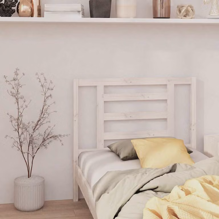 Testiera per letto vidaXL in legno massello di pino laccato bianco, L 96 cm, P 4 cm, H 100 cm