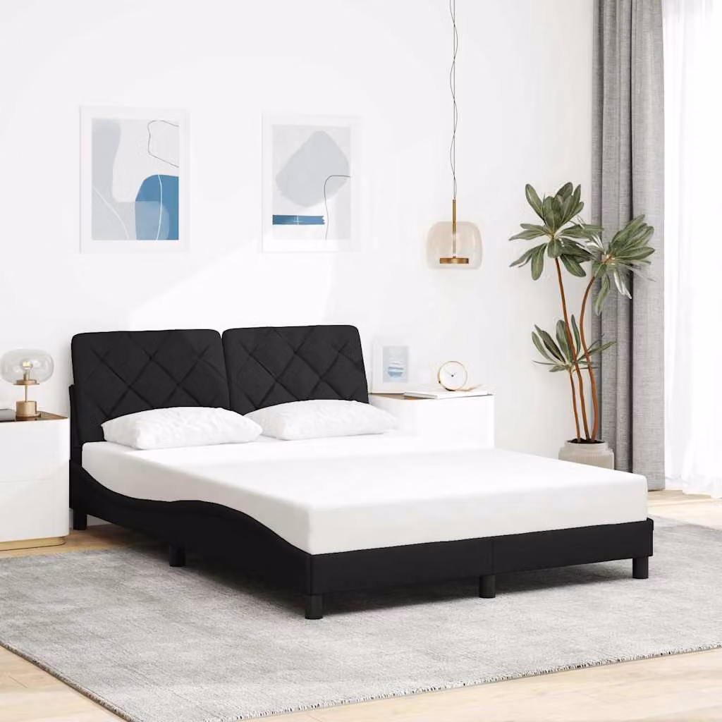vidaXL Giroletto senza Materasso Nero in Tessuto L/P/H: 140 x 190 cm
