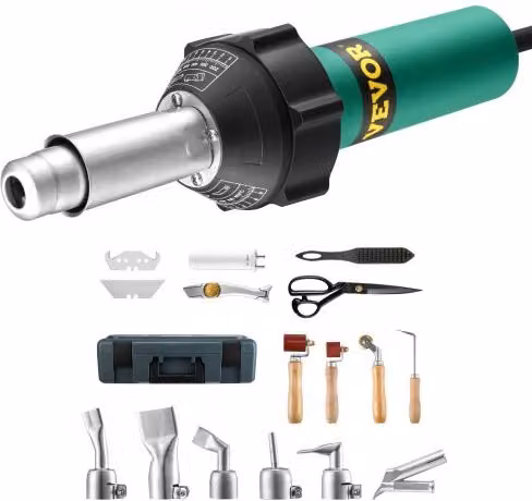 Saldatrice ad Aria Calda VEVOR da 1600 W per Plastica e Vinile TPO, Pistola Termica con 17 Accessori, Multicolore
