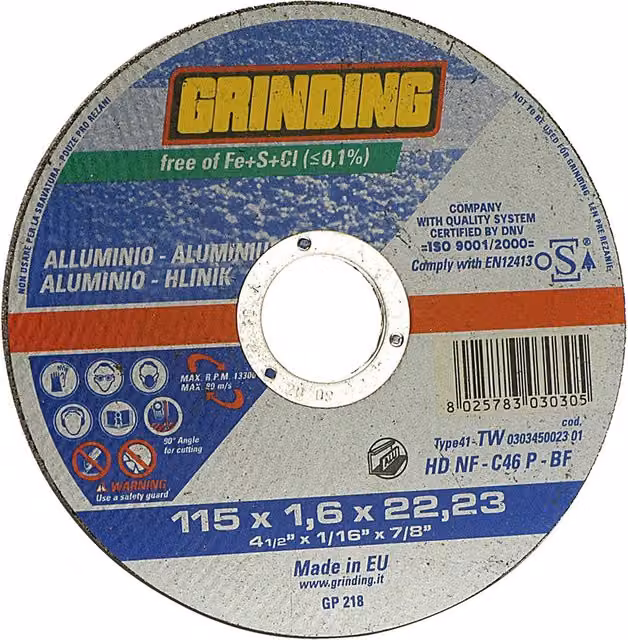 Mola Abrasiva per Grinding Alluminio 50 Pezzi Ø 115 X 1,6