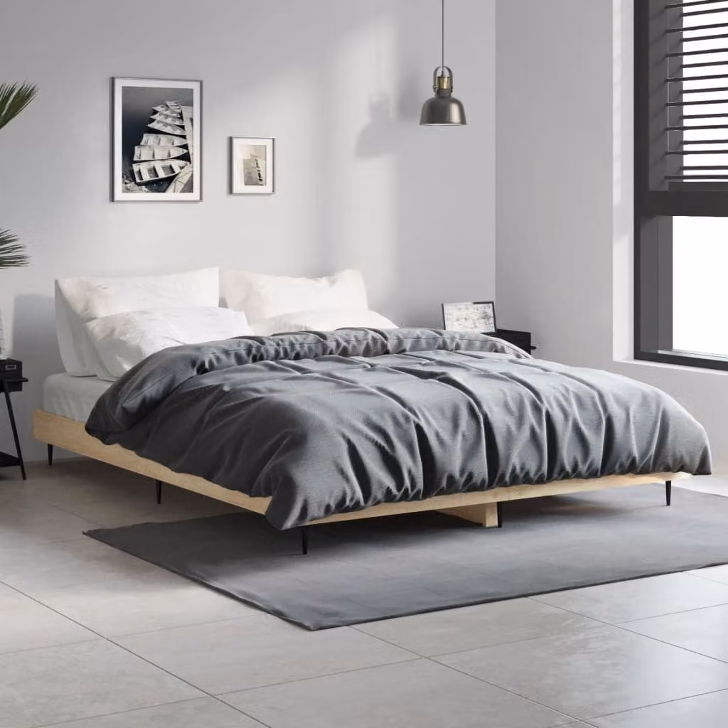 Giroletto vidaXL in Rovere Sonoma e materiali misti con doghe fisse, L/P/H: 140 x 190 x 143 cm