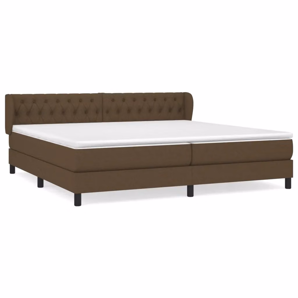 vidaXL Giroletto a Molle Ibrido con Materasso in Tessuto Marrone e Bianco L/P/H: 200 x 200 x 203 cm – 2