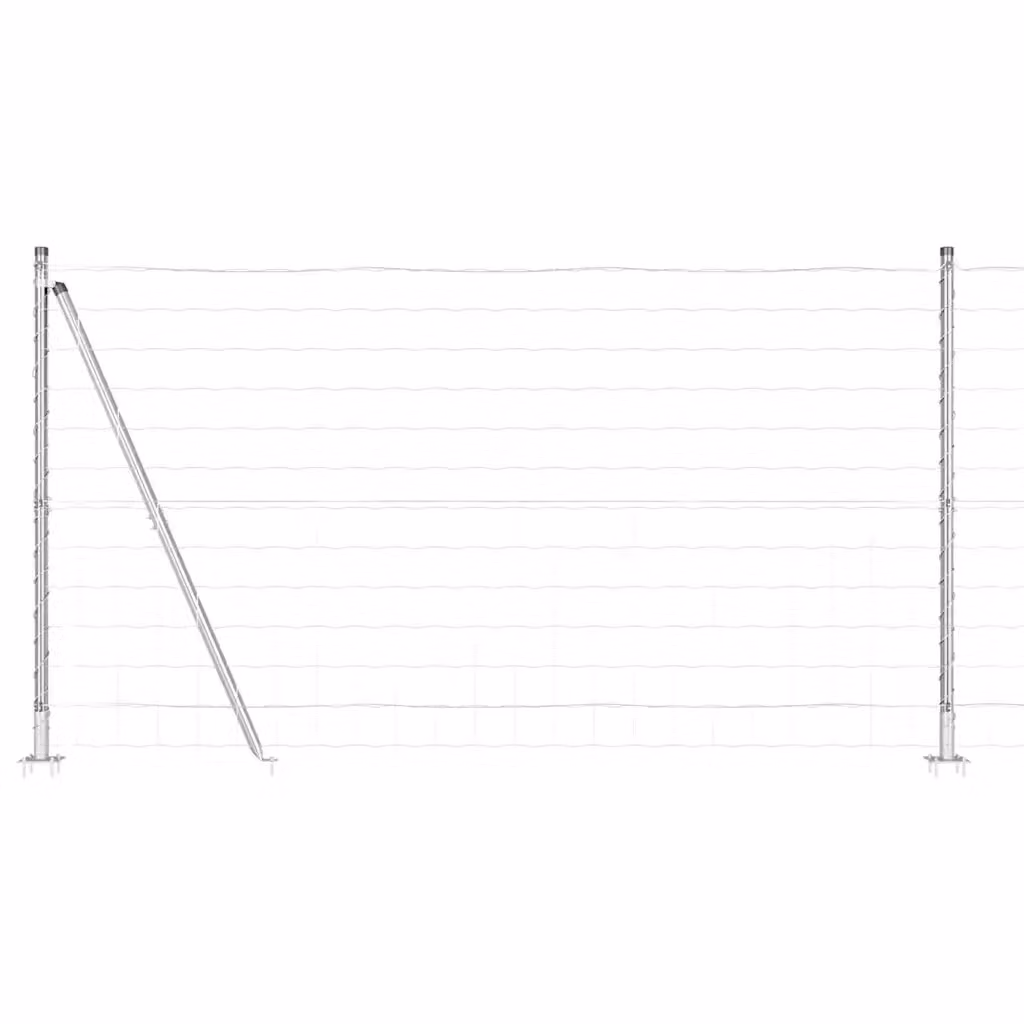 Recinzione Euro da esterno vidaXL in acciaio zincato argento con base in cemento L: 25 m, H: 1,2 m – 2