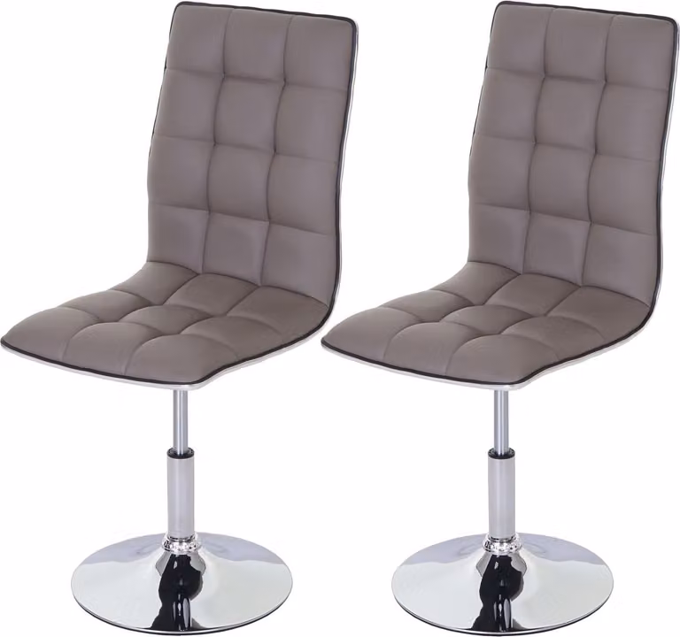 Set di 2 sedie da sala da pranzo | A x L x P 103 x 43 x 54 cm | Altezza seduta 41 cm | Pelle finta certificata | Grigio tortora | Sedia Sedia da cucina