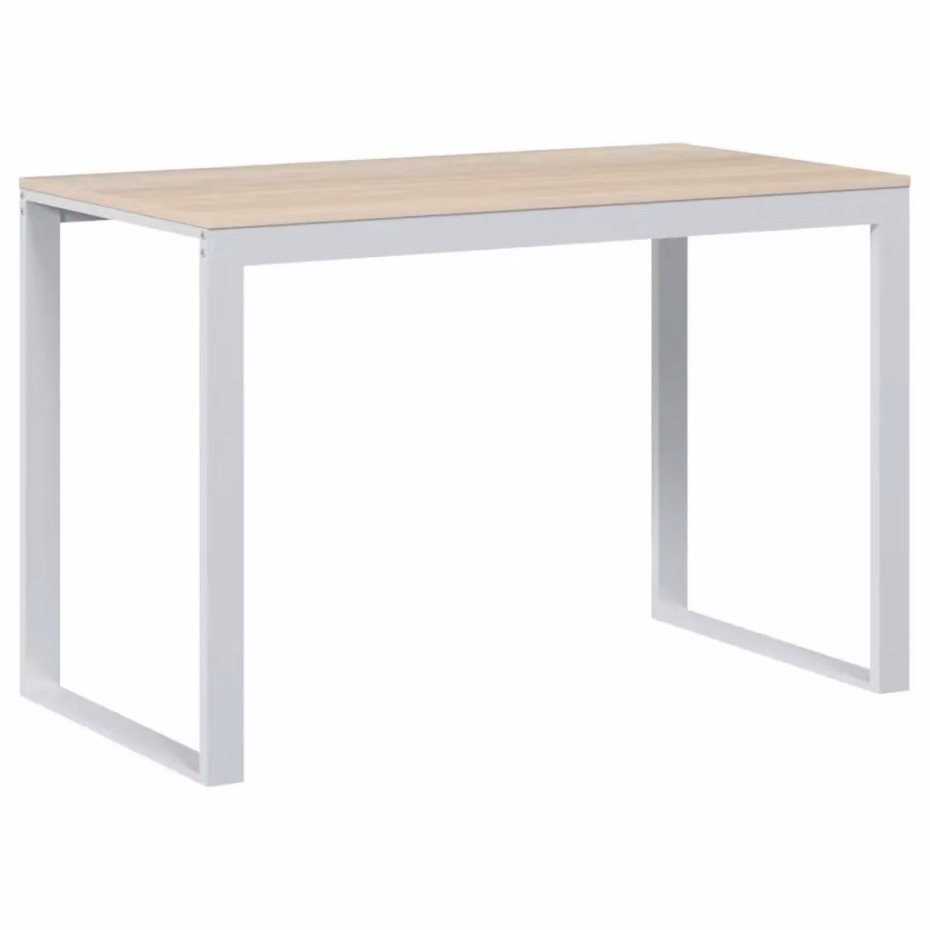 Scrivania Computer vidaXL Bianca e Rovere in Legno Multistrato L: 110 cm, P: 60 cm, H: 73 cm – 2