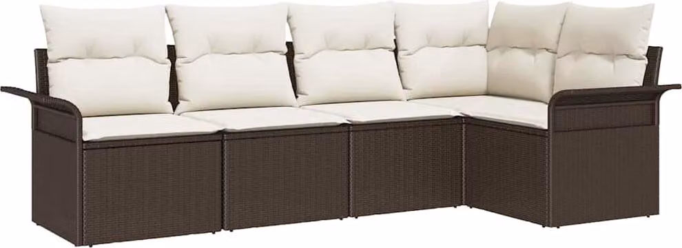 Set Divano da Giardino 5 pcs Marrone polyrattan