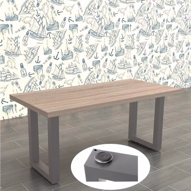 Mucola set di 2 pattini per tavolo in acciaio base tavolo gambe tavolo pattino telaio design industriale - grigio 40x43 cm