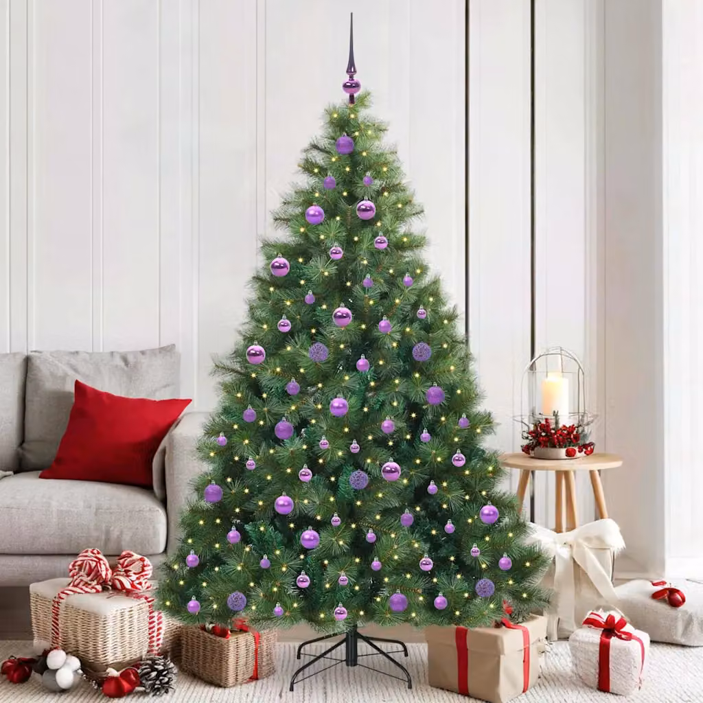 Albero di Natale artificiale moderno vidaXL verde con 300 LED luce bianca calda in PE e PVC, Altezza: 180 cm